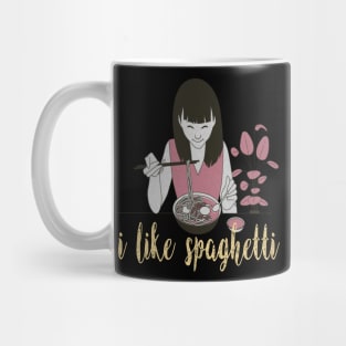 girl eating spaghetti Mug